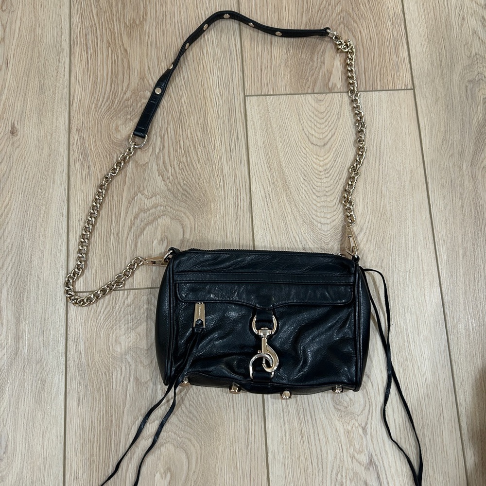 Rebecca Minkoff Black Mini Mac Crossbody Bag with Gold Chain - Picture 2 of 8